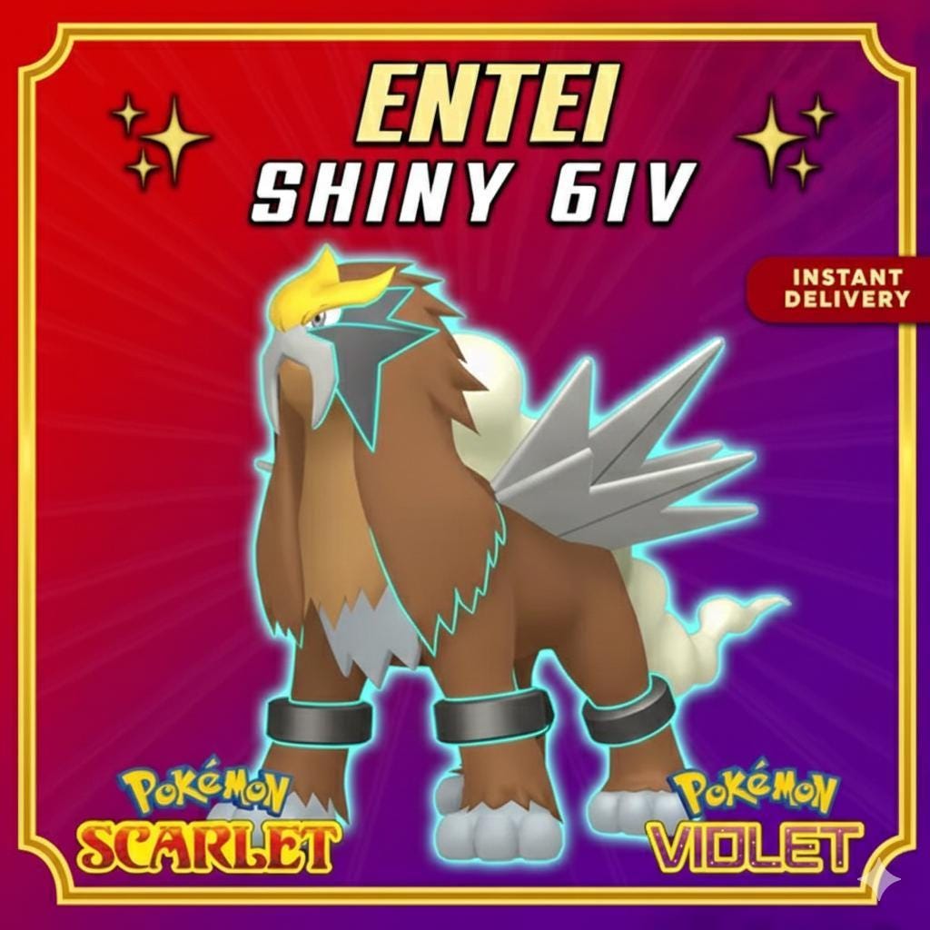 Shiny ENTEI Pokémon Scarlet and Violet 6IV Competitive Battle Ready - Pokémon Scarlet & Violet digital Pokémon trade by