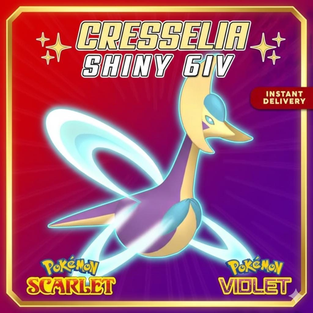 Shiny CRESSELIA Pokémon Scarlet Violet 6IV Competitive Battle Ready - Pokémon Scarlet & Violet digital Pokémon trade by