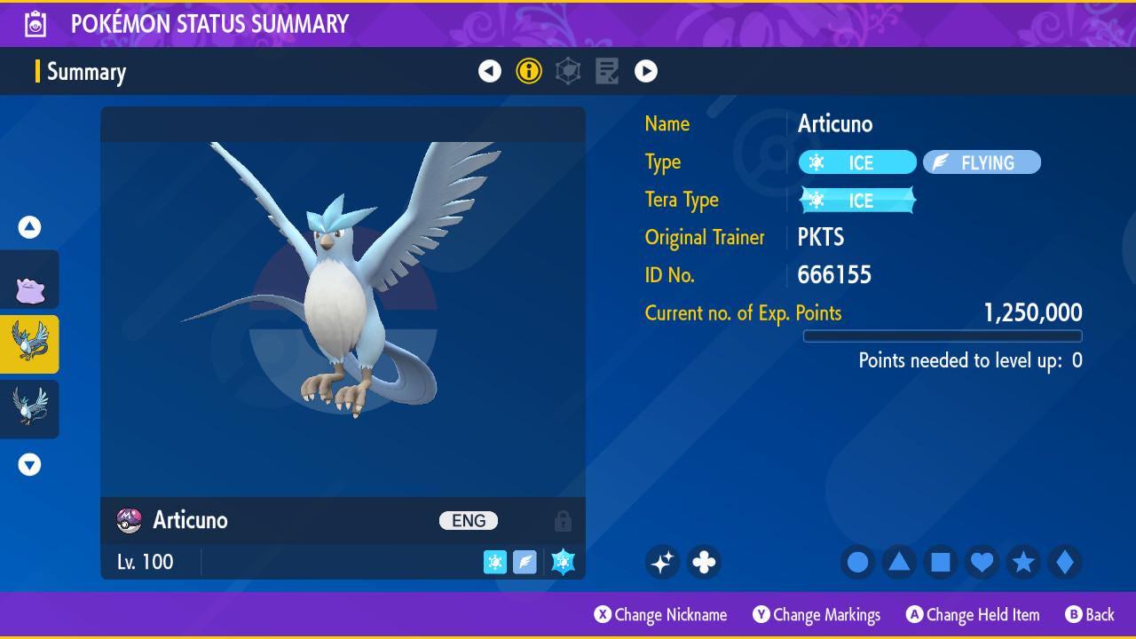 Shiny ARTICUNO Pokémon Scarlet and Violet Legendary Pokemon Competitive Battle - Pokémon Scarlet & Violet digital Pokémon