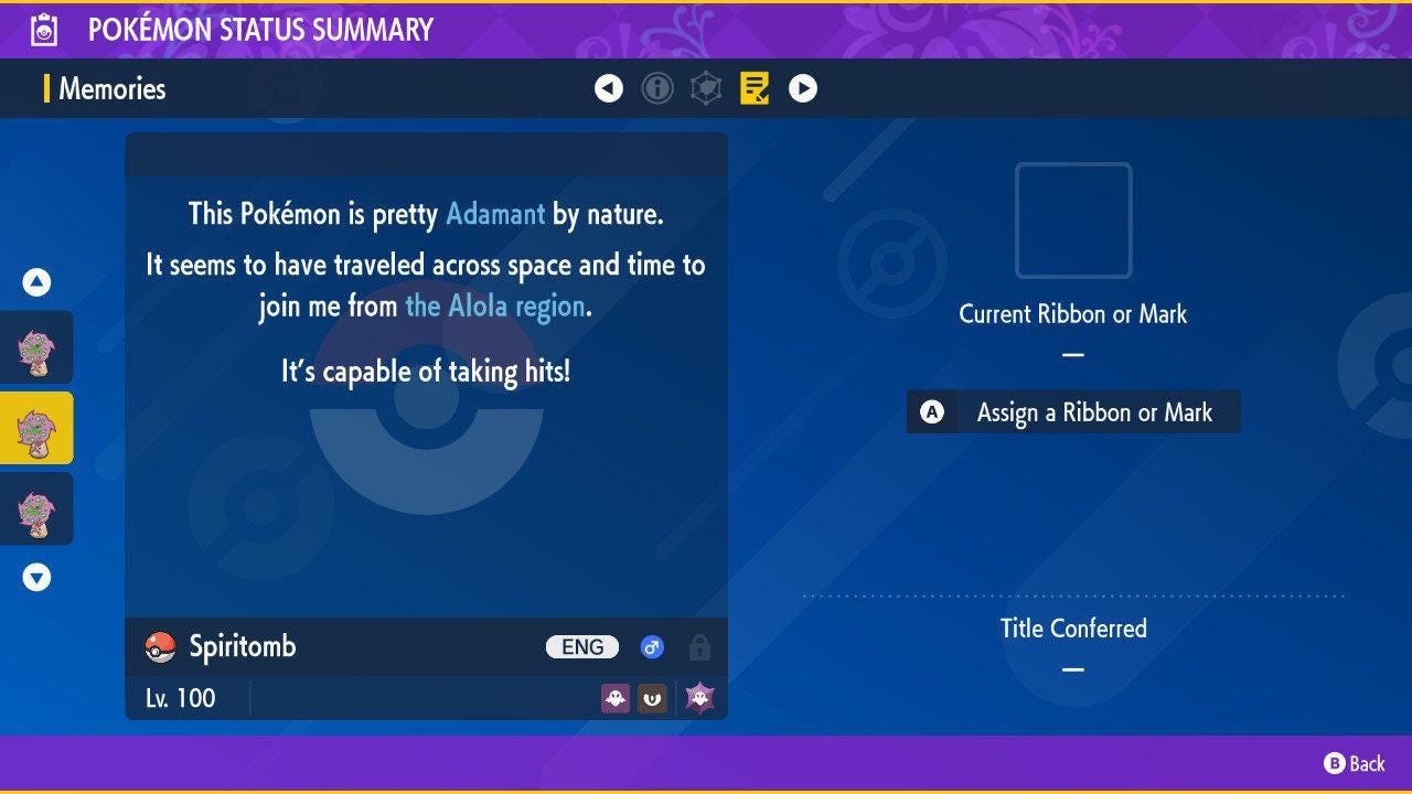 Shiny SPIRITOMB Pokémon Scarlet Violet 6IV Competitive Battle Ready – image 3
