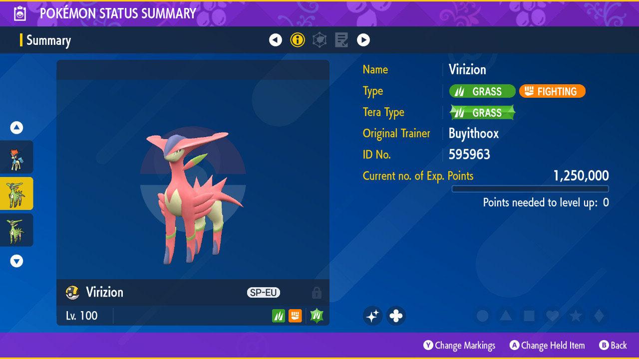 Shiny VIRIZION Pokémon Scarlet and Violet 6IV Competitive Battle Ready - Pokémon Scarlet & Violet digital Pokémon trade image