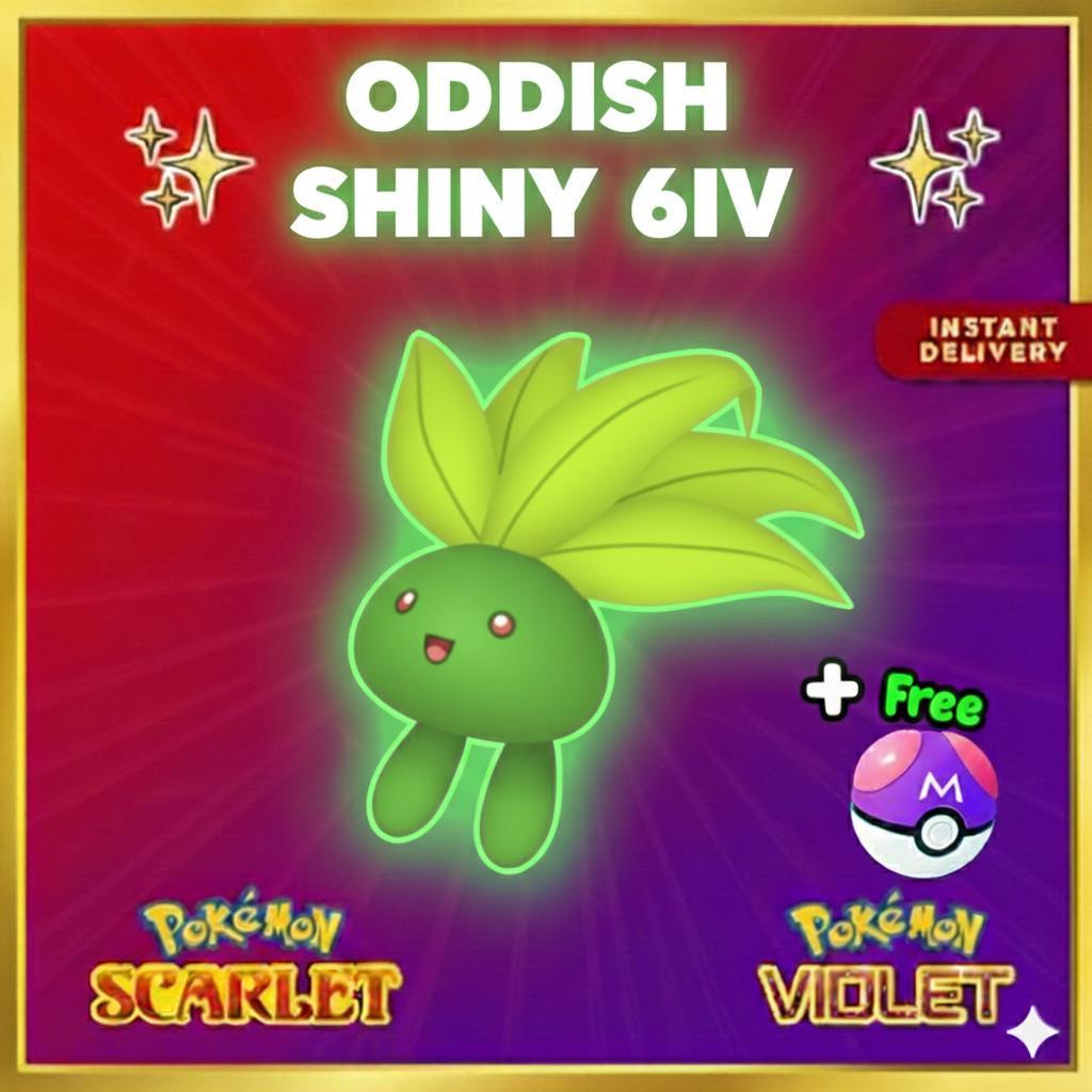 Pokemon Scarlet and Violet Shiny ODDISH 6IV Competitive Battle Ready - Pokémon Scarlet & Violet digital Pokémon trade by