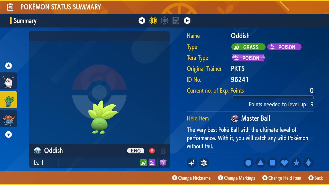 Pokemon Scarlet and Violet Shiny ODDISH 6IV Competitive Battle Ready - Pokémon Scarlet & Violet digital Pokémon trade image 2