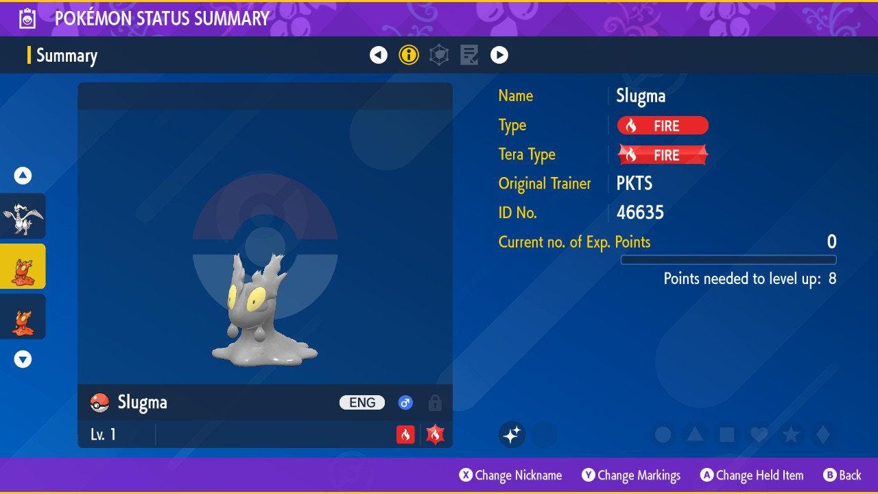 Shiny SLUGMA Pokémon Scarlet Violet 6IV Competitive Battle Ready - Pokémon Scarlet & Violet digital Pokémon trade by