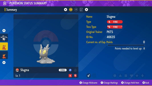 Shiny SLUGMA Pokémon Scarlet Violet 6IV Competitive Battle Ready - Pokémon Scarlet & Violet digital Pokémon trade by
