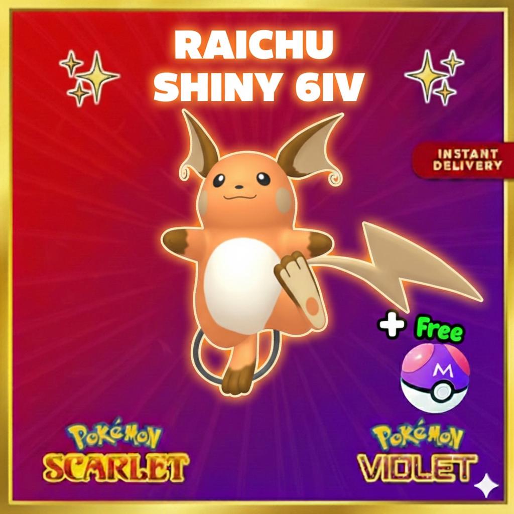 6IV Shiny Raichu Switch 2, Battle Ready Scarlet Violet Pokémon - Pokémon Scarlet & Violet digital Pokémon trade by