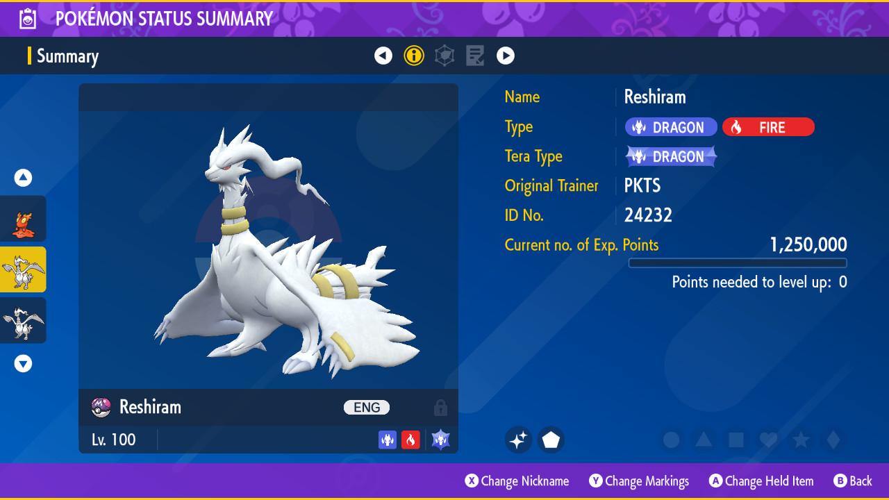 Shiny RESHIRAM Pokémon Scarlet and Violet 6IV Competitive Battle Ready - Pokémon Scarlet & Violet digital Pokémon trade image