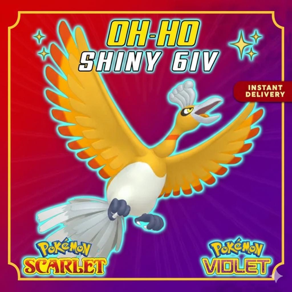 Shiny HO OH Pokémon Scarlet and Violet 6IV Pokemon Competitive Free Shiny Pokedex - Pokémon Scarlet & Violet digital Pokémon