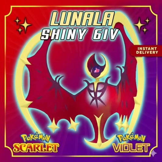 Shiny LUNALA Pokémon Scarlet and Violet 6IV Competitive Battle Ready - Pokémon Scarlet & Violet digital Pokémon trade by