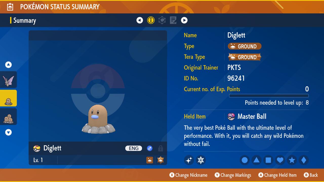 Pokemon Scarlet and Violet Shiny DIGLETT 6IV Competitive Battle Ready - Pokémon Scarlet & Violet digital Pokémon trade image