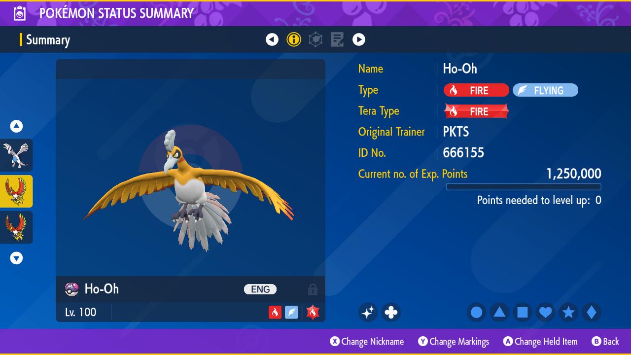 Shiny HO OH Pokémon Scarlet and Violet 6IV Pokemon Competitive Free Shiny Pokedex - Pokémon Scarlet & Violet digital Pokémon