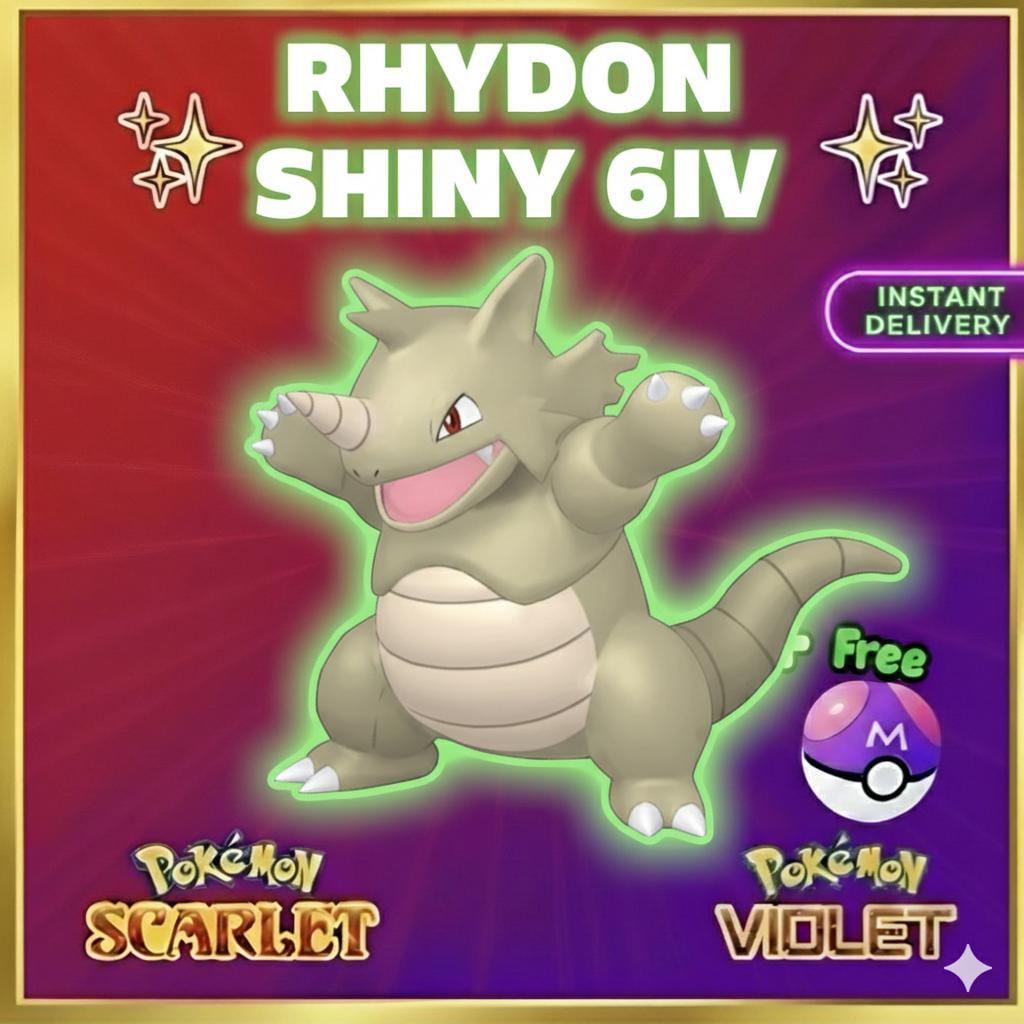 Pokemon Scarlet Violet Shiny 6iv Rhydon Battle Ready Ev Trained Custom Ot Sv Trade - Pokémon Scarlet & Violet digital Pokémon