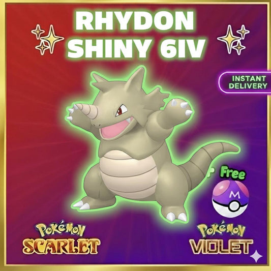 Pokemon Scarlet Violet Shiny 6iv Rhydon Battle Ready Ev Trained Custom Ot Sv Trade - Pokémon Scarlet & Violet digital Pokémon