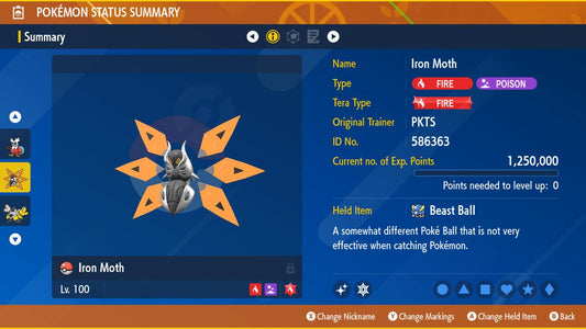 SHINY 6iv IRON MOTH Pokémon Scarlet and Violet 6IV Competitive Battle Ready - Pokémon Scarlet & Violet digital Pokémon trade