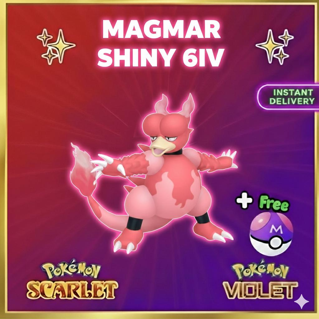 Pokemon Scarlet Violet Shiny 6iv Magmar Battle Ready Ev Trained Custom Ot Sv Trade - Pokémon Scarlet & Violet digital Pokémon