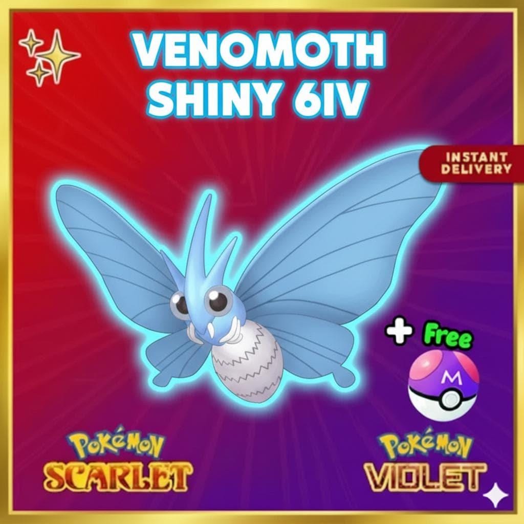 Pokemon Scarlet and Violet Shiny VENOMOTH 6IV Competitive Battle Ready - Pokémon Scarlet & Violet digital Pokémon trade by