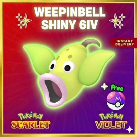Pokemon Scarlet Violet Shiny 6IV Weepinbell Battle Ready Ev TRAINED Custom Ot Sv - Pokémon Scarlet & Violet digital Pokémon