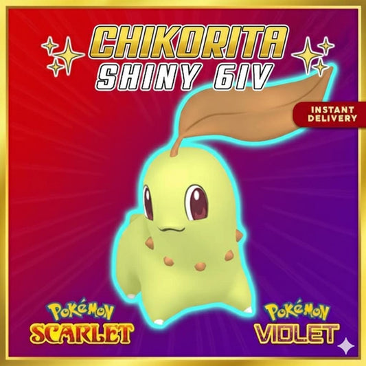 Shiny CHIKORITA Pokémon Scarlet and Violet 6IV Competitive Battle Ready - Pokémon Scarlet & Violet digital Pokémon trade by