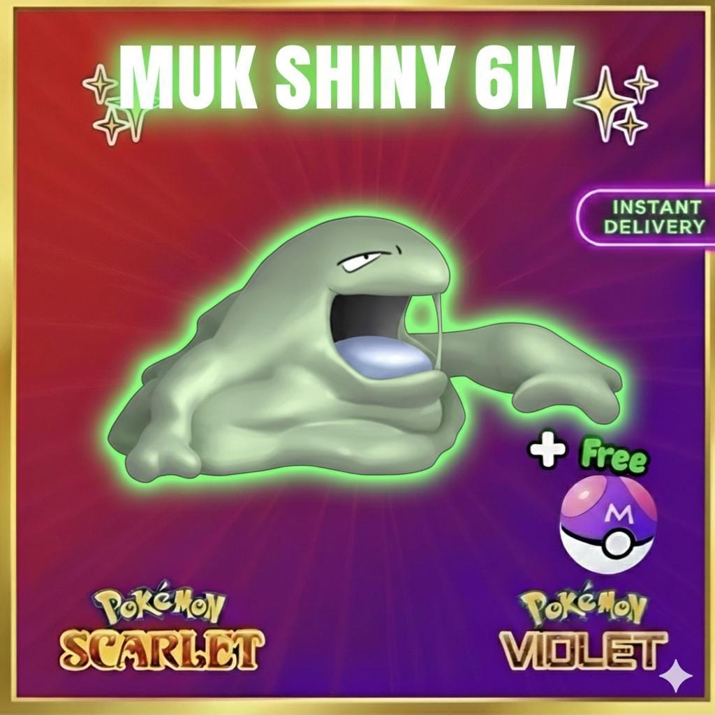 Pokemon Scarlet and Violet Shiny MUK 6IV Competitive Battle Ready - Pokémon Scarlet & Violet digital Pokémon trade by
