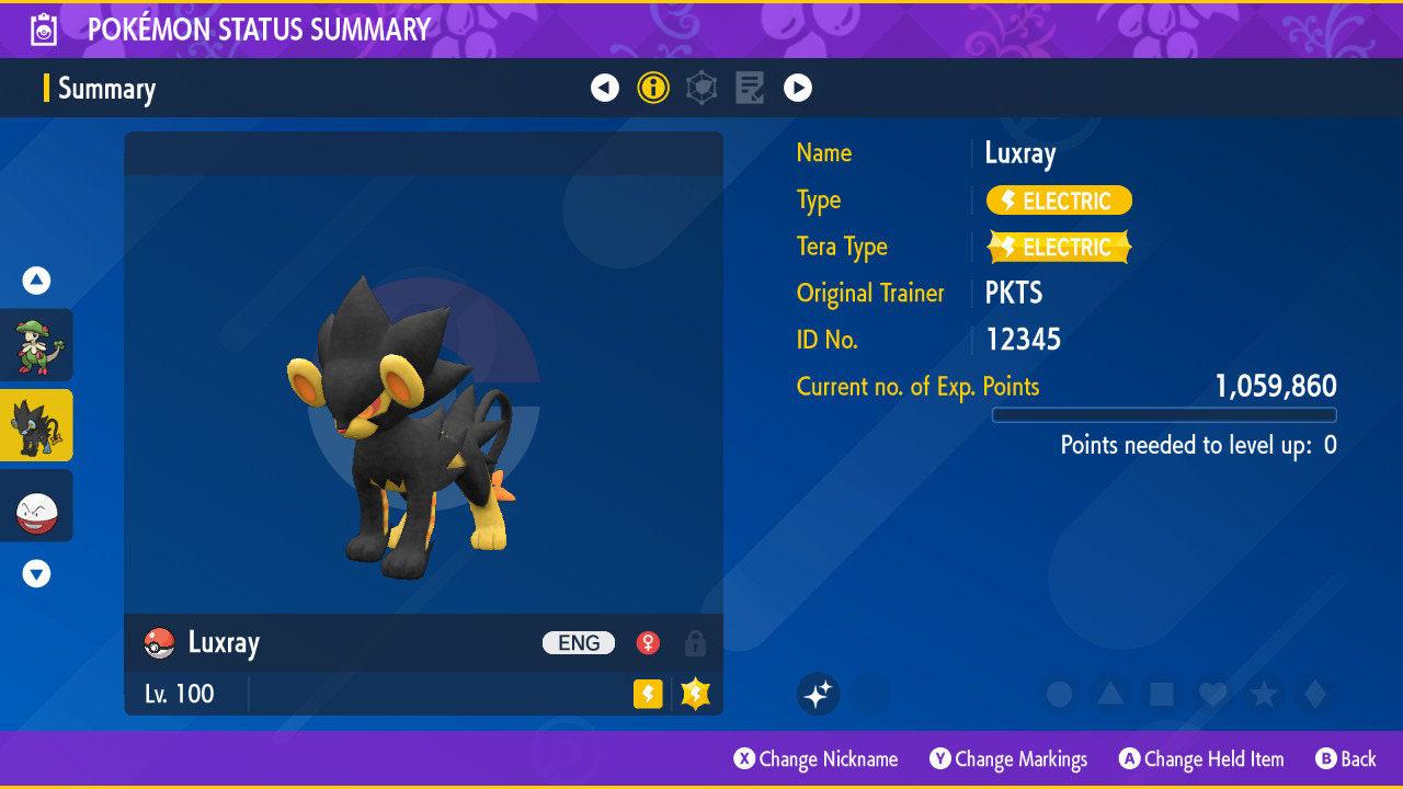 Shiny LUXRAY Pokémon Scarlet Violet 6IV Competitive Battle Ready - Pokémon Scarlet & Violet digital Pokémon trade by