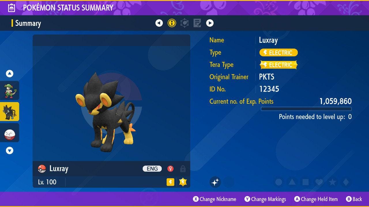 Shiny LUXRAY Pokémon Scarlet Violet 6IV Competitive Battle Ready