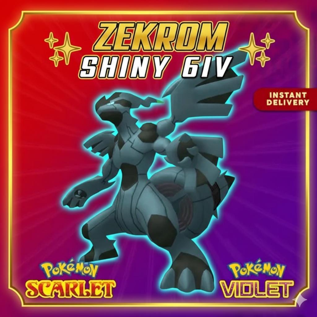 Shiny ZEKROM Pokémon Scarlet and Violet 6IV Competitive Battle Ready - Pokémon Scarlet & Violet digital Pokémon trade by