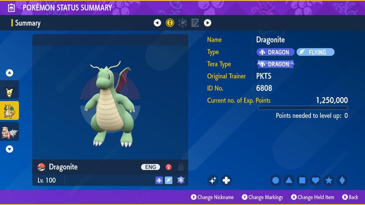 Shiny DRAGONITE Pokémon Scarlet Violet 6IV Competitive Battle Ready