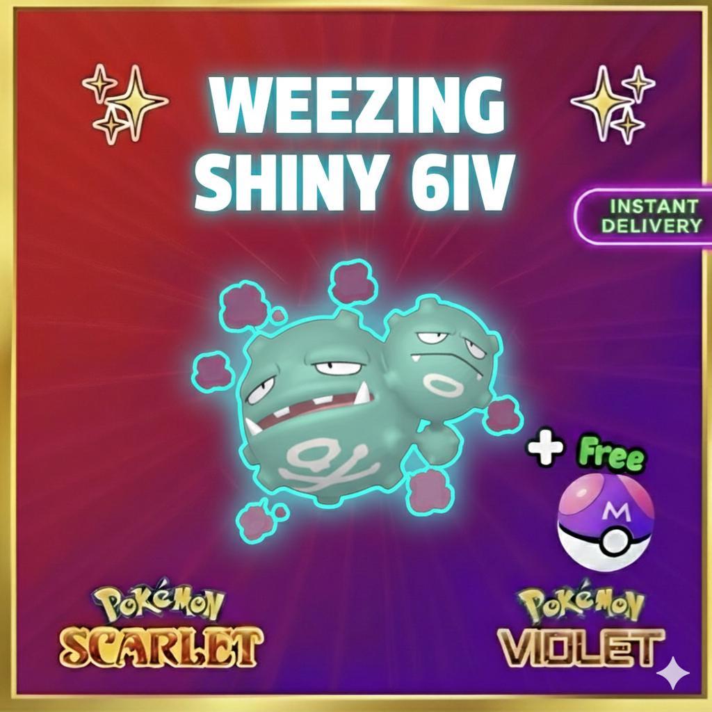 Pokemon Scarlet Violet Shiny 6iv Weezing Battle Ready Ev Trained Custom Ot Sv - Pokémon Scarlet & Violet digital Pokémon