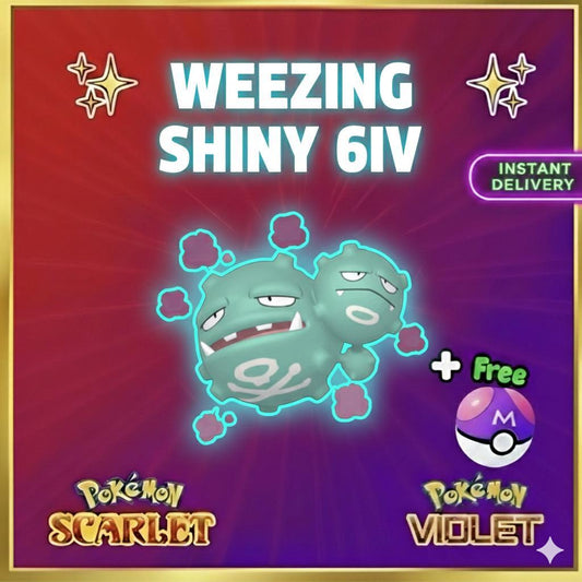 Pokemon Scarlet Violet Shiny 6iv Weezing Battle Ready Ev Trained Custom Ot Sv - Pokémon Scarlet & Violet digital Pokémon