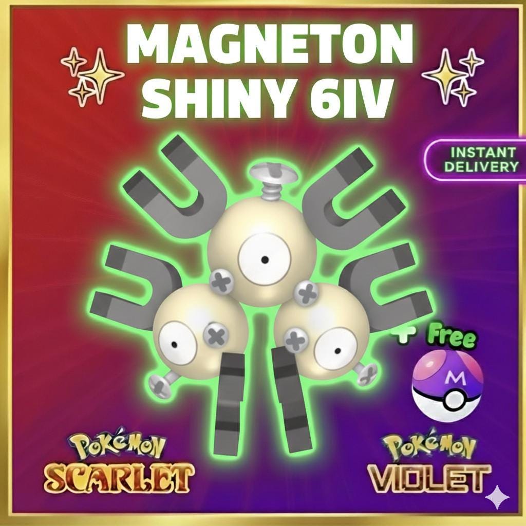 Pokemon Scarlet and Violet Shiny MAGNETON 6IV Competitive Battle Ready - Pokémon Scarlet & Violet digital Pokémon trade by