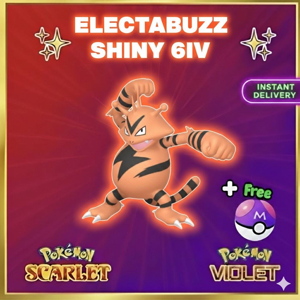 Pokemon Scarlet Violet Shiny 6iv Electabuzz Battle Ready Ev Trained Custom Ot Sv - Pokémon Scarlet & Violet digital Pokémon