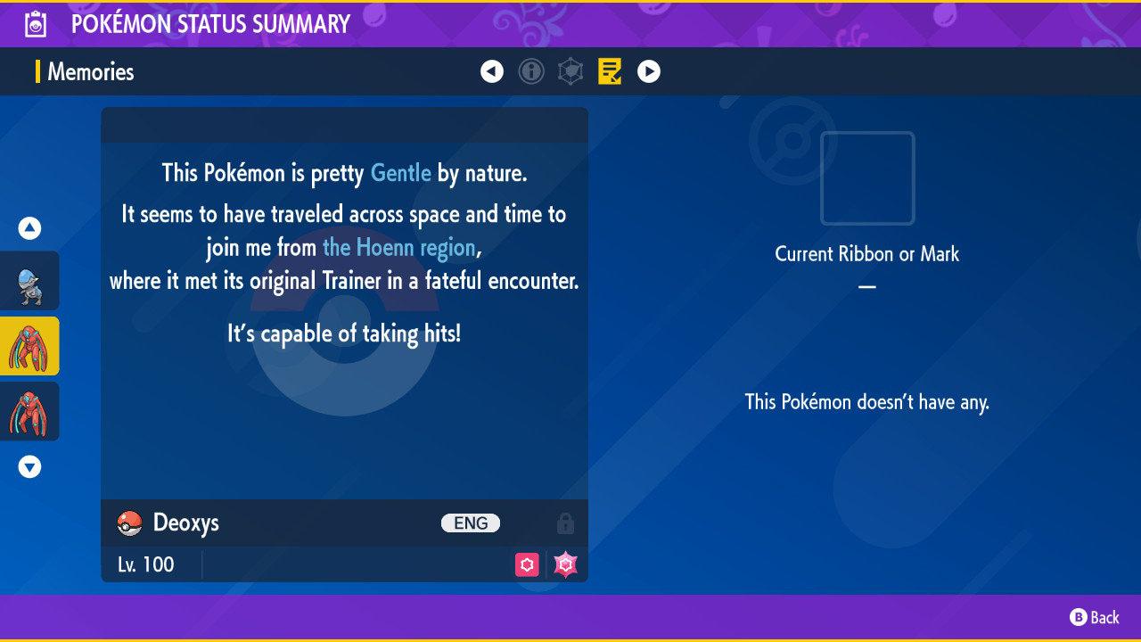 Shiny Defense Forme DEOXYS Pokémon Scarlet and Violet 6IV Pokemon Legend ZA - Pokémon Scarlet & Violet digital Pokémon trade