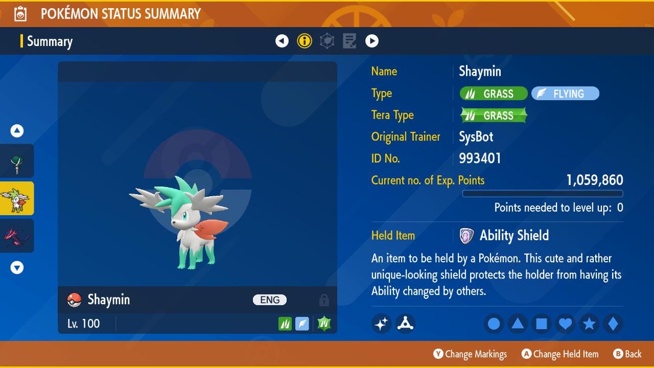 Shiny 6iv SKY FORME SHAYMIN Pokémon Scarlet and Violet 6IV Competitive Battle - Pokémon Scarlet & Violet digital Pokémon