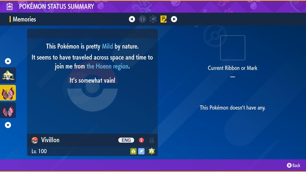 Shiny Meadow VIVILLON Pokémon Scarlet and Violet 6IV Pokemon Competitive Battle - Pokémon Scarlet & Violet digital Pokémon