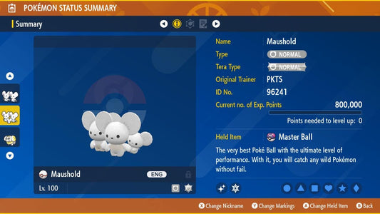 Shiny MAUSHOLD Pokémon Scarlet Violet 6IV Competitive Battle Ready - Pokémon Scarlet & Violet digital Pokémon trade by