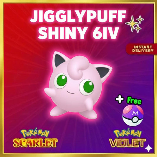 Pokemon Scarlet and Violet Shiny JIGGLYPUFF 6IV Competitive Battle Ready - Pokémon Scarlet & Violet digital Pokémon trade by