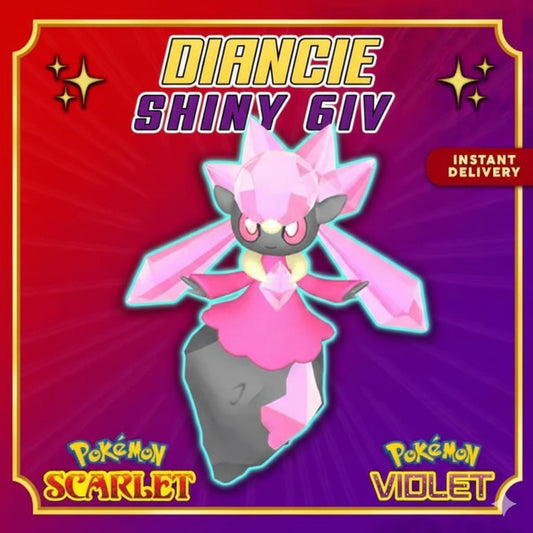 Shiny DIANCIE Pokémon Scarlet and Violet 6IV Competitive Battle Ready - Pokémon Scarlet & Violet digital Pokémon trade by