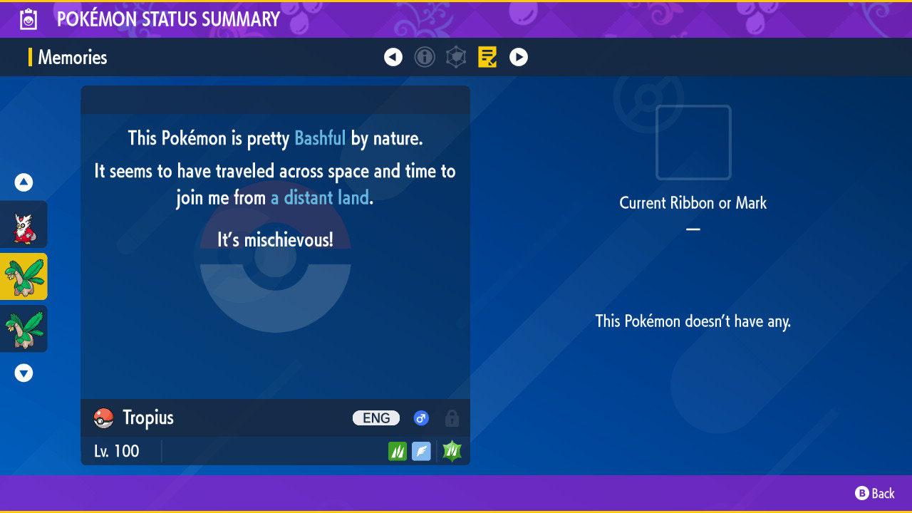 Shiny TROPIUS Pokémon Scarlet Violet 6IV Competitive Battle Ready - Pokémon Scarlet & Violet digital Pokémon trade image 3