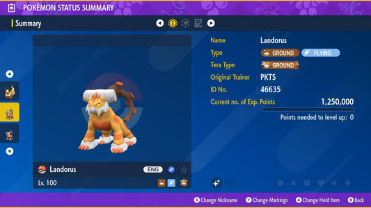 Shiny Therian Forme LANDORUS Pokémon Scarlet and Violet 6IV Competitive Battle - Pokémon Scarlet & Violet digital Pokémon