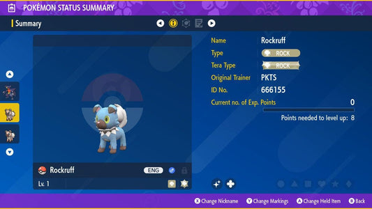 Shiny ROCKRUFF Pokémon Scarlet Violet 6IV Competitive Battle Ready - Pokémon Scarlet & Violet digital Pokémon trade by