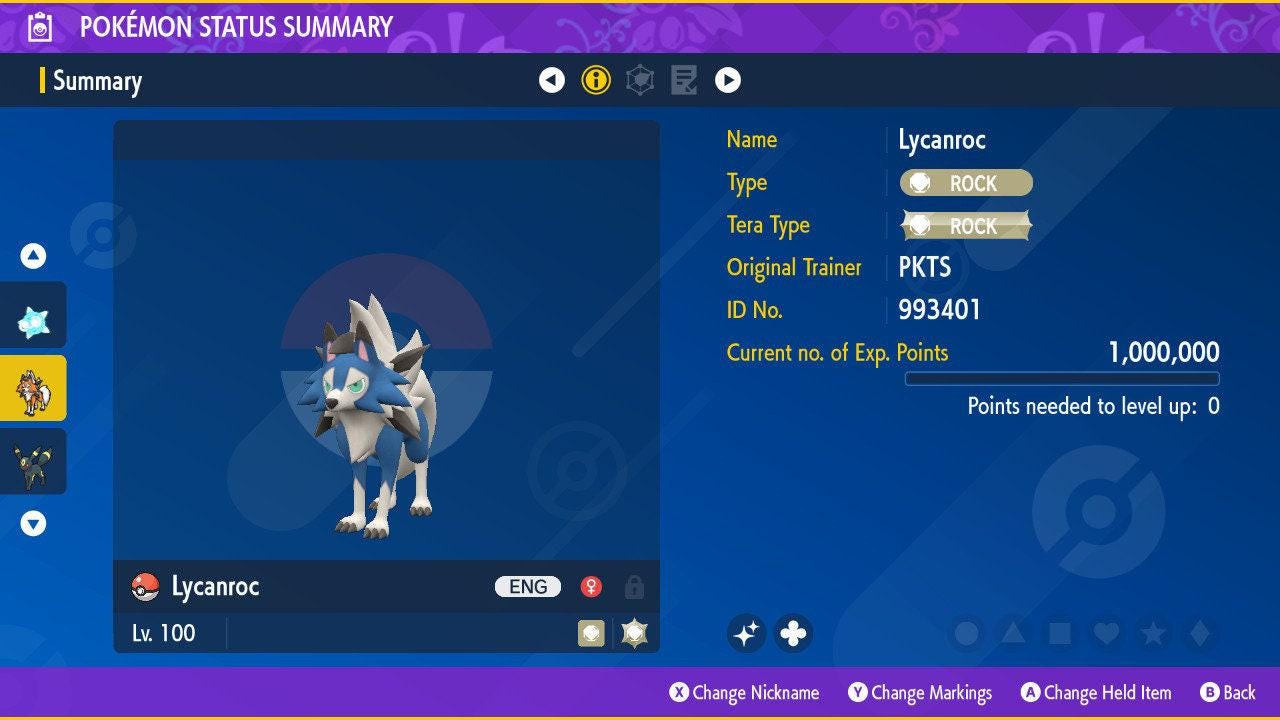 Shiny LYCANROC Pokémon Scarlet Violet 6IV Competitive Battle Ready
