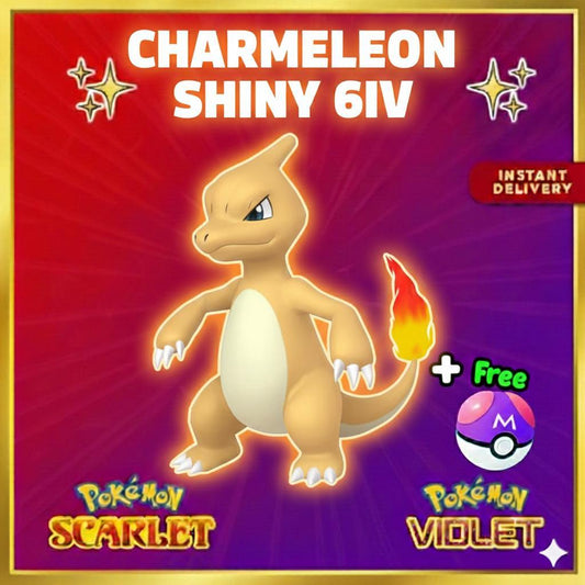 Pokemon Scarlet Violet Shiny CHARMELEON Battle Ready Ev Trained Custom OT Any Held - Pokémon Scarlet & Violet digital Pokémon