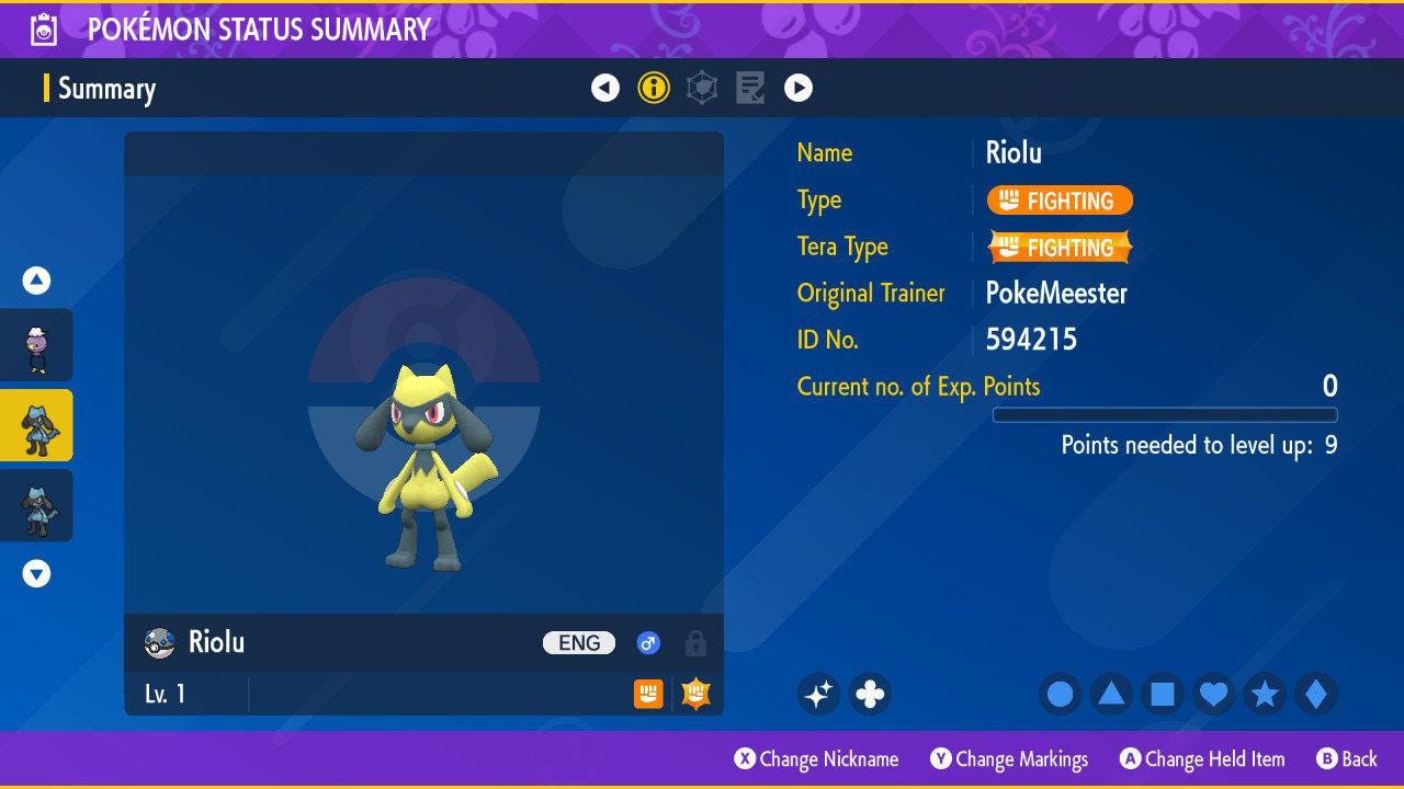 Shiny RIOLU Pokémon Scarlet Violet 6IV Competitive Battle Ready - Pokémon Scarlet & Violet digital Pokémon trade by