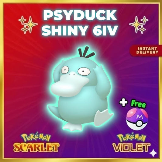 Shiny PSYDUCK Pokémon Scarlet Violet 6IV Competitive Battle Ready - Pokémon Scarlet & Violet digital Pokémon trade by