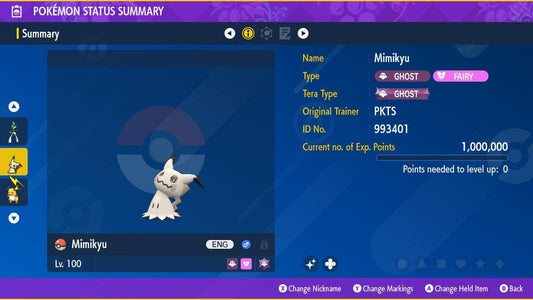 Shiny MIMIKYU Pokémon Scarlet Violet 6IV Competitive Battle Ready - Pokémon Scarlet & Violet digital Pokémon trade by