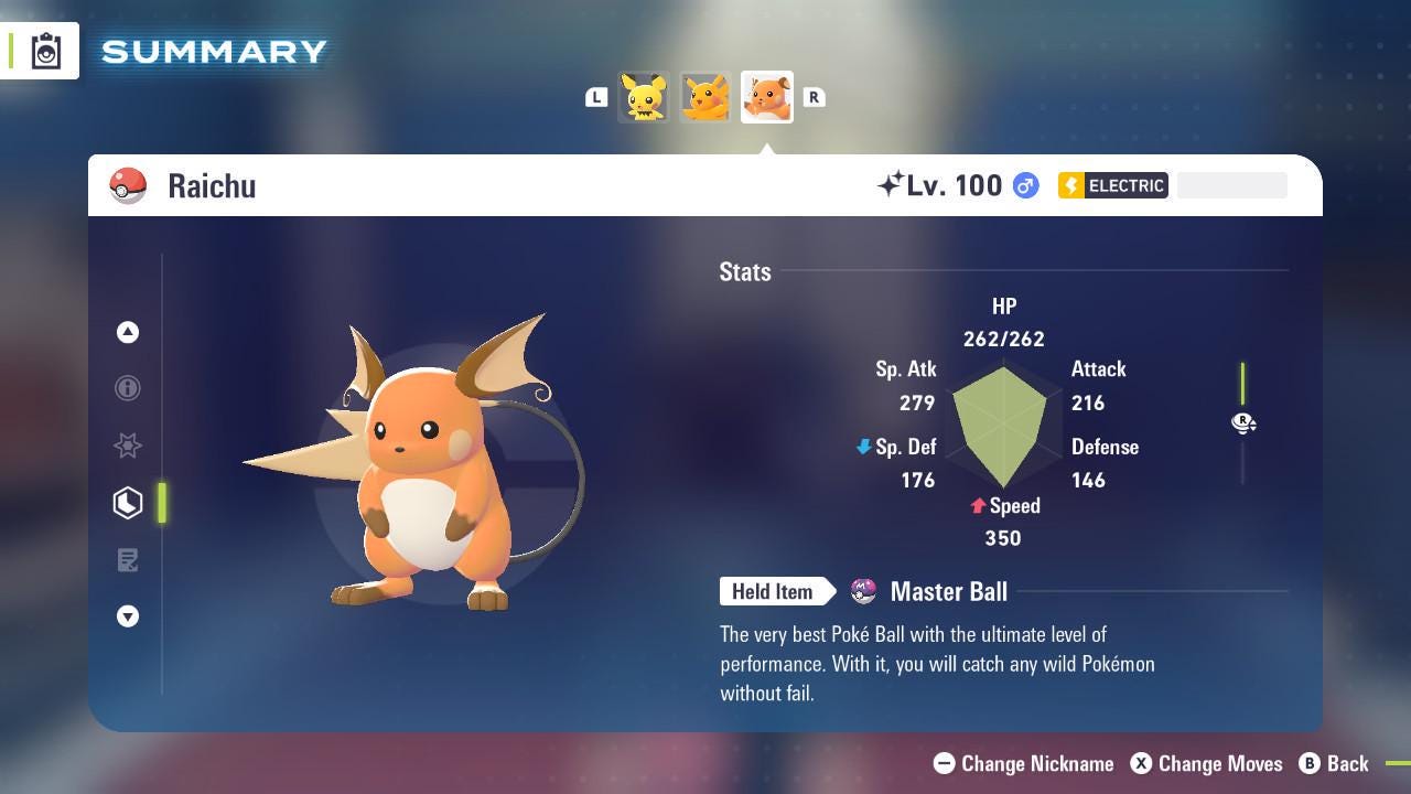 Shiny RAICHU Pokémon Legends ZA 6IV Competitive Battle Ready - Pokémon Legends: Z-A digital Pokémon trade image 2