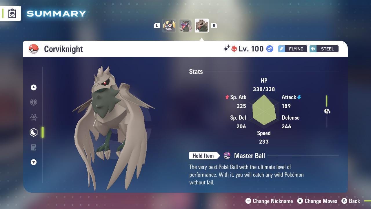 Shiny Alpha Corviknight Pokémon Legends ZA 6IV Competitive Battle Ready - Pokémon Legends: Z-A digital Pokémon trade by