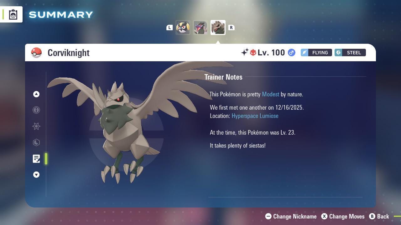 Shiny Alpha Corviknight Pokémon Legends ZA 6IV Competitive Battle Ready - Pokémon Legends: Z-A digital Pokémon trade image 4