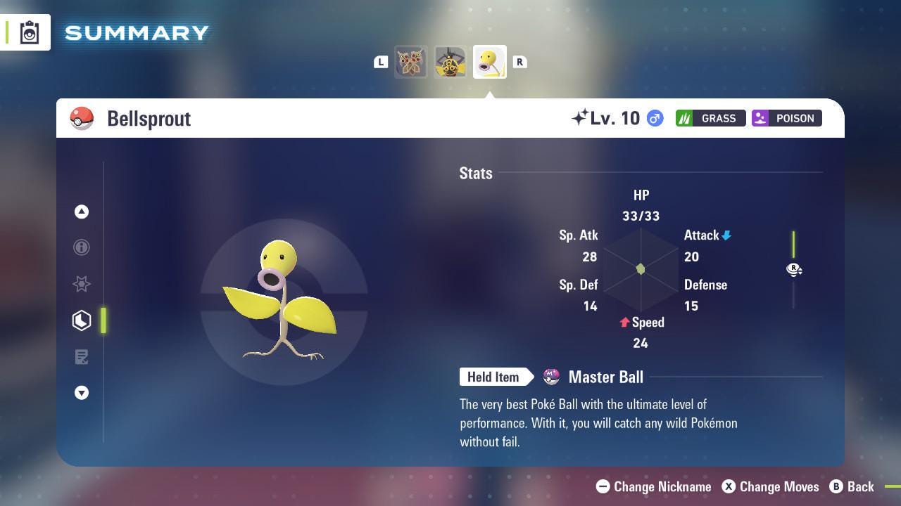 Shiny BELLSPROUT Pokémon Legends ZA 6IV Competitive Battle Ready - Pokémon Legends: Z-A digital Pokémon trade by
