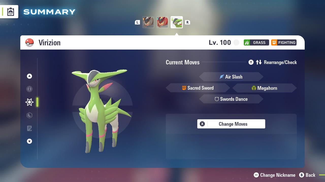 Non Shiny 6IV Virizion Pokemon Legends Za Mega Dimension DLC 6IV Competitive - Pokémon Legends: Z-A digital Pokémon trade